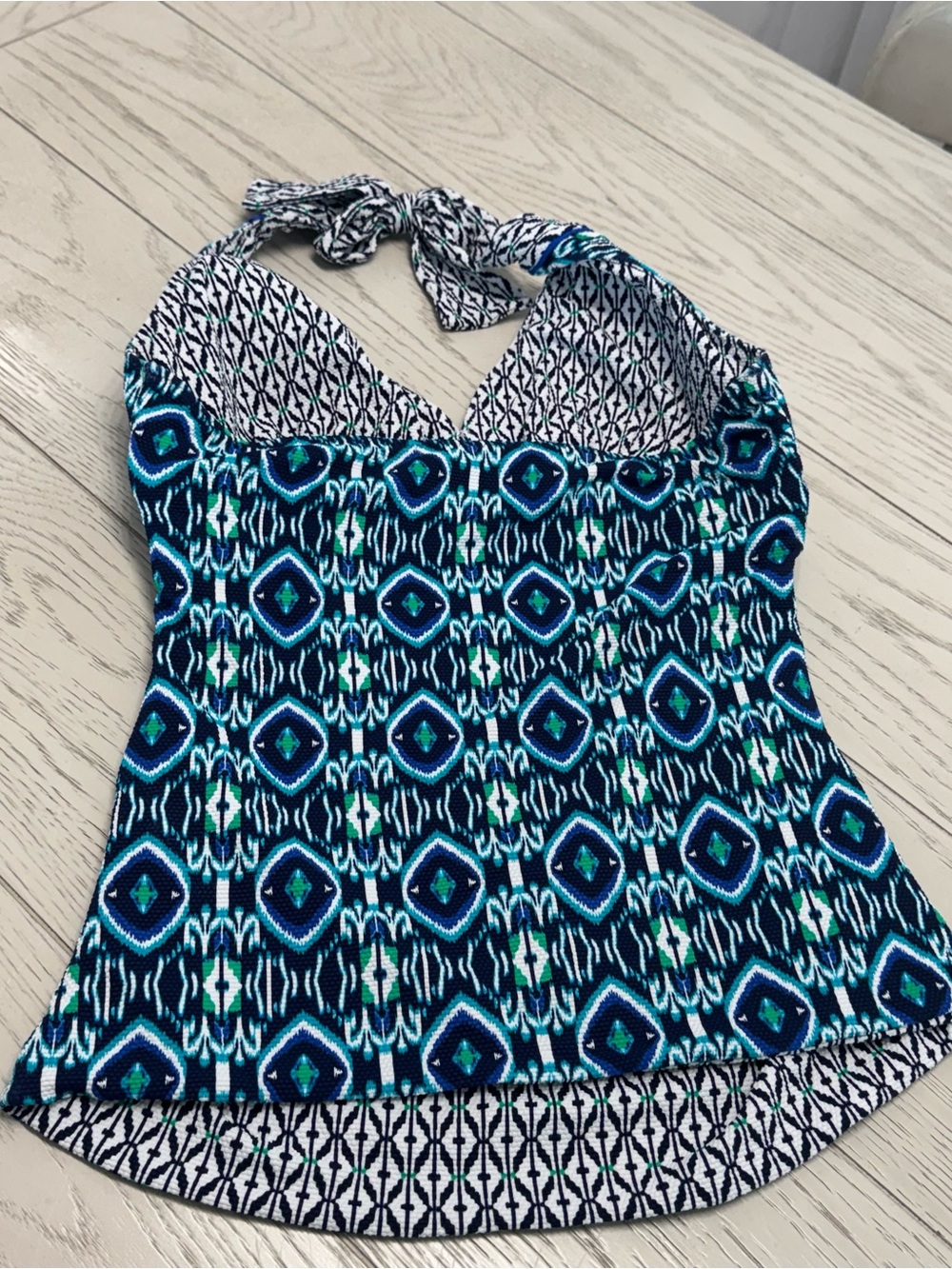 Tommy Bahama Blue and Teal Patterned Halter Tankini - Picture 6 of 6